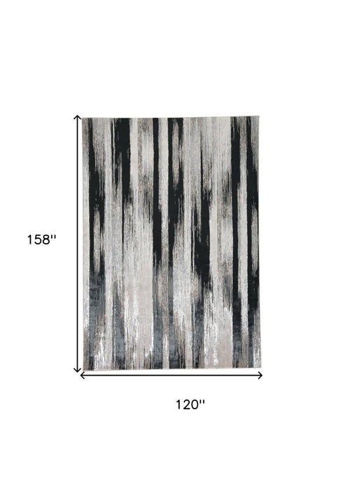 4' X 6' Black Silver and Gray Abstract Power Loom Area Rug